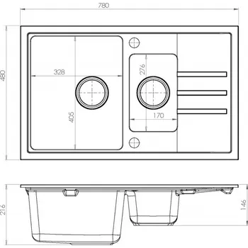 Granitový dřez Alveus INTERMEZZO 70 + AFRA - Černá, Black
