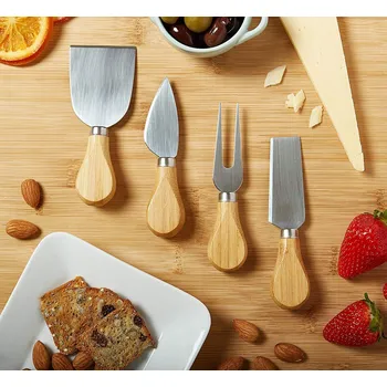 Kuchyňské prkénko SERVÍROVACÍ PRKÉNKO NA SÝRY A OBČERSTVENÍ BAMBUSOVÁ MISKA NOŽE SADA DÁREK