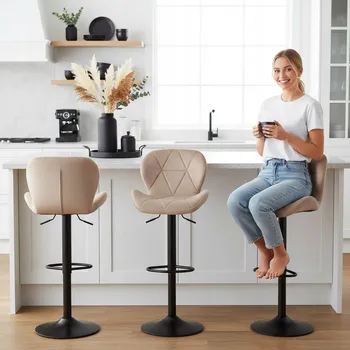 Barová židle Barová Židle eHokery béžové odstíny 106 cm látka