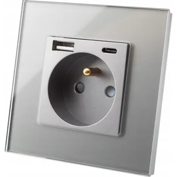 Elektrická zásuvka Elektrická Zásuvka USB nástěnná Luuna šedá