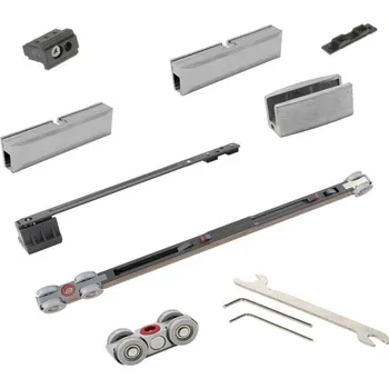 Nábytkové kování Cemux Starship Glass kování pro 1 skleněné křídlo, 100 kg s tlumením, kolejnice černá - 300 cm