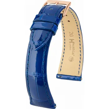 Řemínek na hodinky Kožený řemínek Hirsch London L 04207082-7, modrý, aligátoří kůže, délka L, Quick Release - 19 mm