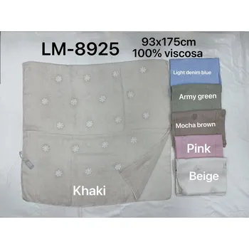 Šála Dámská šála s výšivkou květ LM-8925 barva: zelená-khaki