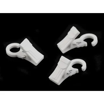 Žabky na záclony plastové s háčkem, malé, 1 bílá mléčná