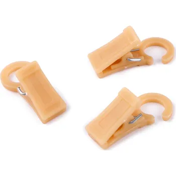 Žabky na záclony plastové s háčkem, malé, 5 béžová tm.