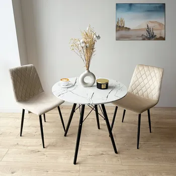 Jídelní stůl Stůl kulatý eHokery 80 x 80 x 75,5 cm bílý, černý