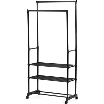 Věšák Stojanový věšák TRIS II s kolečky — kov, černá