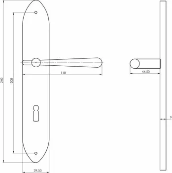 Dveřní kování Casual štítové dveřní kování s pružinou klika/klika broušený chrom - Vložka FAB, 72 mm