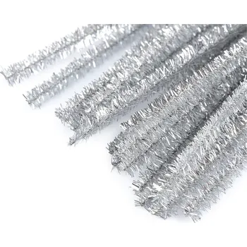 Hobby drát Chlupaté drátky na tvoření lurexové Ø6 mm délka 30 cm Varianta: 3 stříbrná, Balení: 10 ks