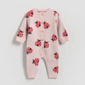 Kojenecký body Reserved - Pletený overal s viskózou - pastelově růžová - 722IM-03X - 722IM-03X-62