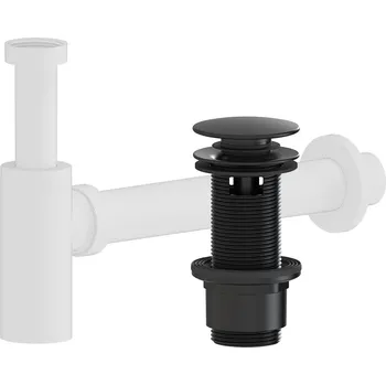 Sifon CERANO - Sifon umyvadlový - DN40/300 mm - bílá matná s výpustí click-clack s přepadem - plast - 67/82mm - černá matná