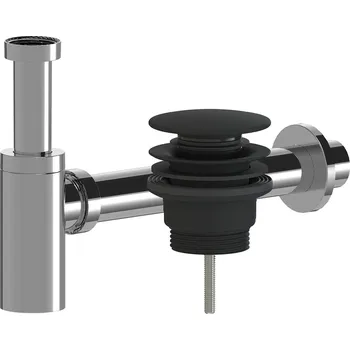 Sifon CERANO - Sifon umyvadlový - DN40/300mm - chrom s výpustí click-clack - univerzální - plast - černá matná
