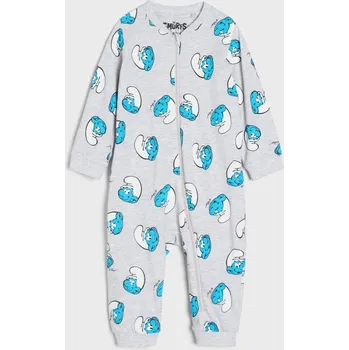 Kojenecký overall Sinsay - Bavlněný kojenecký overal The Smurfs - šedá - 994HG-09M - 994HG-09M-80