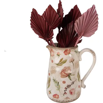 Béžový keramický džbán s růžovými květy Olia L - 21*15*23 cm