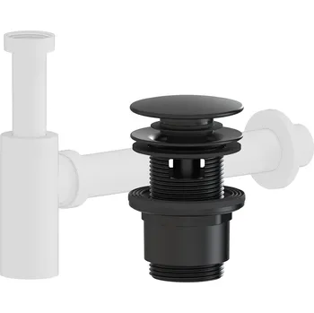 Sifon CERANO - Sifon umyvadlový - DN40/300 mm - bílá matná s výpustí click-clack s přepadem - plast - 35/50mm - černá matná