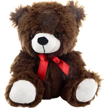 plyšák PLYŠ Medvěd tmavý 25cm s mašličkou (plyšová hračka)