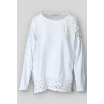 Dámská halenka Halenka s aplikací květ 5132 barva: bílá