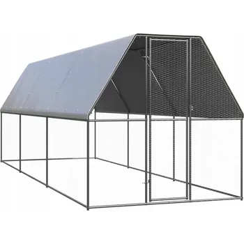 Venkovní klec pro kuřata XidaXl 2x6x2 m, ocel, stříbrná