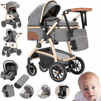 Kočárek DĚTSKÝ SPORTOVNÍ KOČÁREK 3v1 S KORBIČKOU, SKLÁDACÍ, S AUTOSEDAČKOU