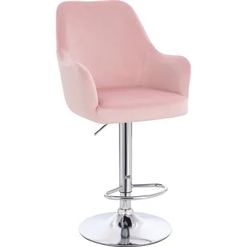 Barová židle Barová židle Tunga velur pudrově růžová - základna chrom