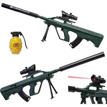 Dětská zbraň KARABIN PISTOLE NA KULIČKY PLASTOVÁ S LASEREM, BEZPEČNÁ