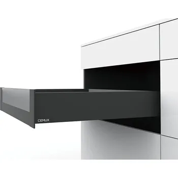 Nábytkové kování Cemux H Box Slim vnitřní zásuvka antracit H84 čelní sklo H54 - 450 mm