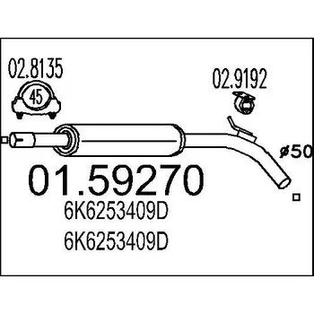 Tlumič výfuku Střední tlumič výfuku MTS 01.59270