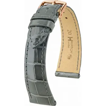 Řemínek na hodinky Kožený řemínek Hirsch London L 04207030-7, šedý, aligátoří kůže, délka L, Quick Release - 21 mm