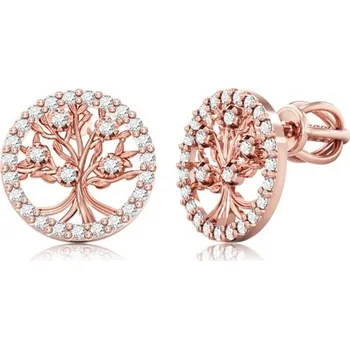 Náušnice Couple, Zajímavé peckové náušnice Maram, růžové zlato se zirkony, 585-66-3-0413.4C00.0.00.001.05