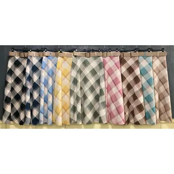 Dámská sukně Sukně karo s páskem WAY 23296 barva: žlutá