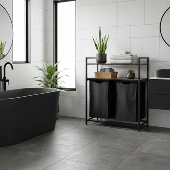 Koš na prádlo Volně stojící koš na prádlo LoftInspired 80 l černý