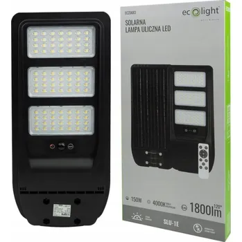Venkovní osvětlení ULIČNÍ LAMPA ECOLIGHT 150W 1800LM SOLÁRNÍ NAPÁJENÍ, SENZOR POHYBU, IP65