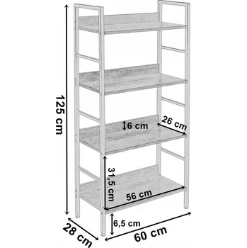 Knihovna REGÁL NA KNIHY LOFT INDUSTRIALNÍ STOJÍCÍ POLICE KANCELÁŘ OBÝVACÍ POKOJ DUB CRAFT