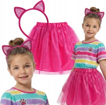 Karnevalový kostým Kostým KOČKA Kicia TUTU Sukýnka Růžová s KOČIČÍMI UŠIMA