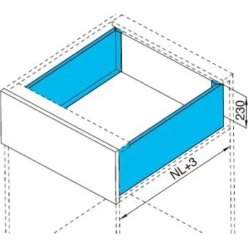 Nábytkové kování Cemux H Box Slim vnitřní zásuvka bílá H199 - 350 mm