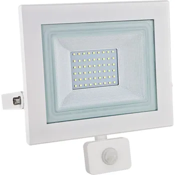 ACA Lighting LED venkovní reflektor X 50W/230V/6000K/4180Lm/120°/IP66, pohybový senzor, bílý