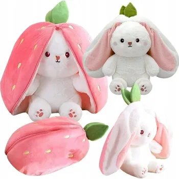 plyšák PLYŠÁK KRÁLÍK JAHODA MRKEV PLYŠOVÝ MAZLÍČEK PŘÍTULNÍČEK HRAČKA 3V1 DÁREK