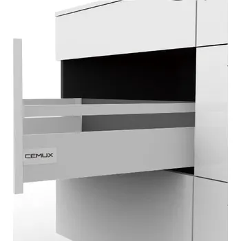 Nábytkové kování Cemux A Box zásuvka bílá H135 s relingem - 350 mm