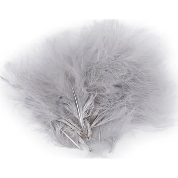 Peří marabu délka 5-12 cm, malé, 5 šedá světlá