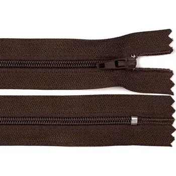 Zip Spirálový zip No 3 délka 20 cm autolock, malé, 304 hnědá čokoládová