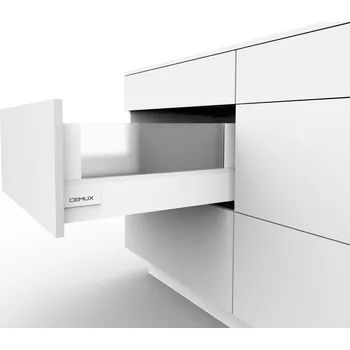 Nábytkové kování Cemux A Box zásuvka se sklem bílá H199/500 mm