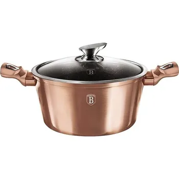 Hrnec BERLINGERHAUS Kastrol s mramorovým povrchem a poklicí 30 cm Rosegold Metallic Line BH-6194