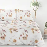 Povlečení 220x200 cm z mikrovlákna barva bílá, hnědý květinový motiv IGA Design 91