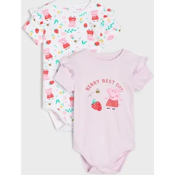 Oblečení a móda Sinsay - Bavlněné body s ozdobnými volány 2 pack Peppa Pig - bílá - WI985-00X - WI985-00X-68