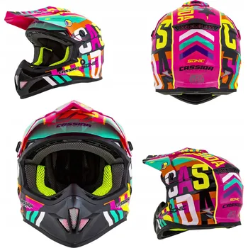 Helma na motorku Motocyklová Přilba Cross Quad Cassida Uhlíkový Filtr Vícebarevná + Brýle L