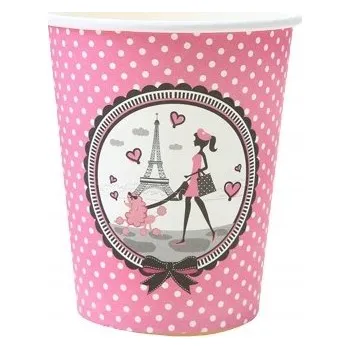 Party nádobí Kelímky papírové kelímky růžové 6 Ks