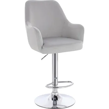 Barová židle Barová židle Tunga velur světle šedá - základna chrom