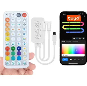 LED páska Ovladač pro 2 LED RGB IC WS2811 výstupy s WiFi a aplikací + Dálkový Ovladač pro COB NEON pásky