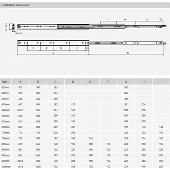 Nábytkové kování Plnovýsuv kuličkový vysoce zátěžový 225 kg s aretací - 1200 mm