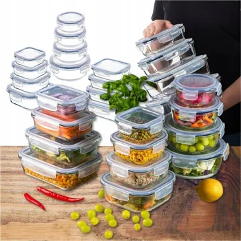 Dóza na potraviny Skleněné dózy na potraviny, sada skleněných dóz, skleněný krabička na oběd, 12 ks
